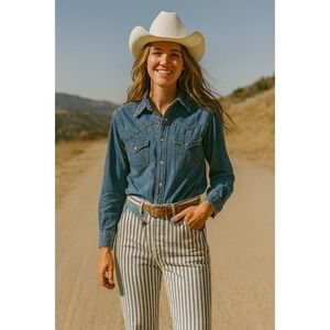 Vintage Blaze Striped High‎ Waist Jeans Western Bareback 13/31 Rodeo 1980s